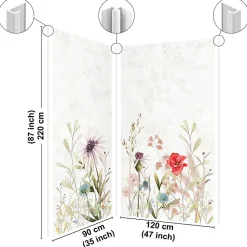 Lot de 2 panneaux de douche en PVC (90x220 & 120x220 cm) + profilés blanc - Herbier - Multicouleurs