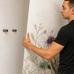 Lot de 2 panneaux de douche en PVC (90x220 & 120x220 cm) + profilés blanc - Herbier - Multicouleurs