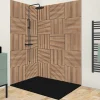 Lot de 2 panneaux de douche en aluminium (90x220 & 120x220 cm) + profilés noir - Wabi Sabi - Marron et nor