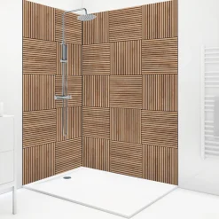 Lot de 2 panneaux de douche en aluminium (90x220 & 120x220 cm) + profilés noir - Wabi Sabi - Marron et nor