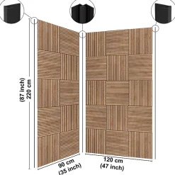 Lot de 2 panneaux de douche en aluminium (90x220 & 120x220 cm) + profilés noir - Wabi Sabi - Marron et nor
