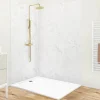 Lot de 2 panneaux de douche en aluminium (90x220 & 120x220 cm) + profilés blanc - Effet Marbre clair