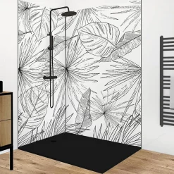 Lot de 2 panneaux de douche en PVC (90x220 & 120x220 cm) + profilés noir - Lamnar - Noir