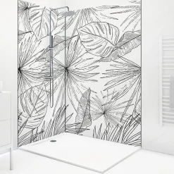 Lot de 2 panneaux de douche en PVC (90x220 & 120x220 cm) + profilés noir - Lamnar - Noir