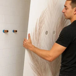 Lot de 2 panneaux de douche en PVC (90x220 & 120x220 cm) + profilés blanc - Pampa - Marron
