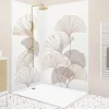 Lot de 2 panneaux de douche en aluminium (90x220 & 120x220 cm) + profilés blanc - Motif Floral - Gingko Blanc