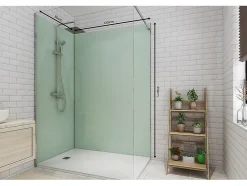 Lot de 2 panneaux muraux de douche vert clair en aluminium avec profilés - L90 x L120 x H210 cm - ITZIAR