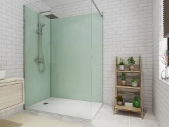 Lot de 2 panneaux muraux de douche vert clair en aluminium avec profilés - L90 x L120 x H210 cm - ITZIAR