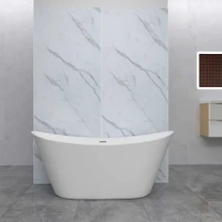 Lot de 2 panneaux muraux de douche effet Marbre en Aluminium avec 3 profilés,L100xL100xH210cm ,Protection murale,Antimoisissure