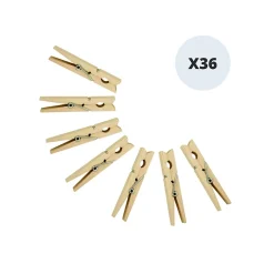 Lot de 36 Pinces à linge Bois MSV