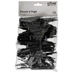Lot de 48 pinces à linge Noir - 5Five