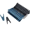Lot de 24 Pinces à Linge "Rondes" 8cm Anthracite & Bleu Paon