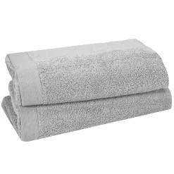 Lot de 2 serviettes de toilette 500 g/m² Gris Perle 50x90 cm STUDIO
