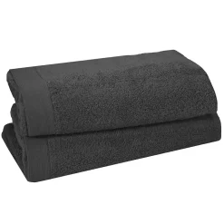Lot de 2 serviettes de toilette 500 g/m² Carbone 50x90 cm STUDIO