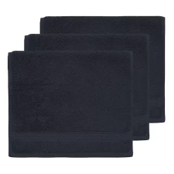 Lot de 3 serviettes invité 550 g/m² Bleu Nuit 30x50 cm LUXURY