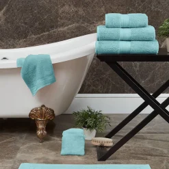 Lot de 3 serviettes invité 550 g/m² Bleu Turquoise 30x50 cm LUXURY