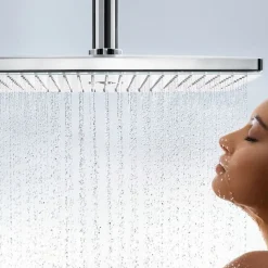 Lot robinet douche encastré thermostatique HANSGROHE Ecostat Square + Douche de tête Raindance E 240 fixation plafond