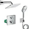 Lot robinet douche encastré thermostatique HANSGROHE Ecostat Square + Douche de tête Raindance E 240