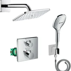 Lot robinet douche encastré thermostatique HANSGROHE Ecostat Square + Douche de tête Raindance E 240