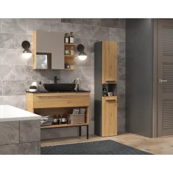 LUANA - Meuble salle de bain 2 portes - 31x30x174 cm - Colonne rangement SDB