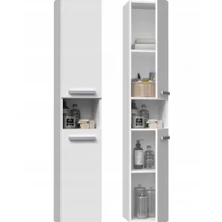 LUANA - Meuble salle de bain 2 portes - Dimensions 31x30x174 cm - Colonne rangement SDB