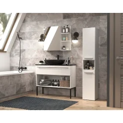 LUANA - Meuble salle de bain 2 portes - Dimensions 31x30x174 cm - Colonne rangement SDB