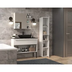 LUANA - Meuble salle de bain 2 portes - Dimensions 31x30x174 cm - Colonne rangement SDB