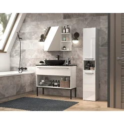 LUANA - Meuble salle de bain 2 portes - 31x30x174cm - Colonne rangement SDB