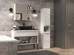 LUANA - Meuble salle de bain 2 portes - 31x30x174cm - Colonne rangement SDB