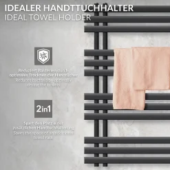 LuxeBath Radiateur de Salle de Bain Iron EM 500x1000 mm Anthracite Raccord Central