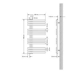 LuxeBath Radiateur de Salle de Bain Iron EM 500x1000 mm Anthracite Raccord Central