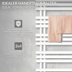 LuxeBath Radiateur de Salle de Bain Iron EM 500x1600 mm Blanc Raccord Central au Bas