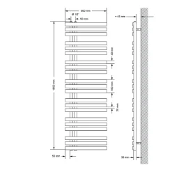 LuxeBath Radiateur de Salle de Bain Iron EM 500x1600 mm Blanc Raccord Central au Bas