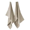 MARGAUX - Lot de 2 Torchons Essuie-vaisselle 50x70cm Lin Lavé Sable