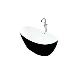 Maya - Baignoire Îlot Ovale Noir en Acrylique 150cm - Design Moderne