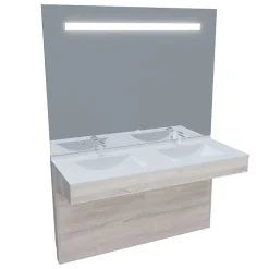 Meuble ALTEA 140 cm avec plan double vasque et miroir led Elégance - Cambrian oak