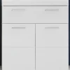 Meuble bas mélaminé blanc. L - H - P : 73 - 79 - 31 cm
