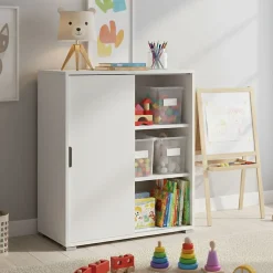 Meuble Bas 2 Portes Coulissantes Blanc