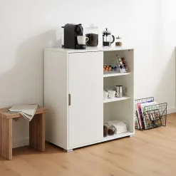 Meuble Bas 2 Portes Coulissantes Blanc