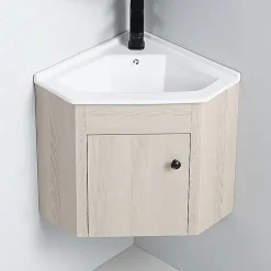 Meuble Bas d'angle salle de bain Chêne Gris 42x42 cm - Scandinave