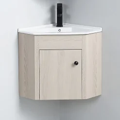 Meuble Bas d'angle salle de bain Chêne Gris 42x42 cm - Scandinave