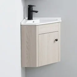 Meuble Bas d'angle salle de bain Chêne Gris 42x42 cm - Scandinave
