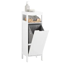 Meuble Bas de Salle de Bain avec Corbeille à Linge, Armoire Toilette, BZR122-W, SoBuy