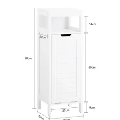 Meuble Bas de Salle de Bain avec Corbeille à Linge, Armoire Toilette, BZR122-W, SoBuy