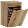 Meuble bas de salle de bain 40 cm avec panier à linge et plan NOVA chêne Coast Evoke