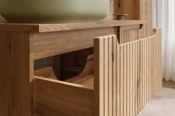 Meuble bas de salle de bain 40 cm avec panier à linge et plan NOVA chêne Coast Evoke