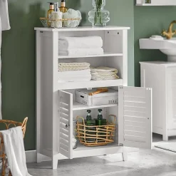 Meuble Bas de Salle de Bain Buffet Commode Armoire de Rangement, BZR13-W, SoBuy