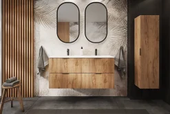 Meuble bas de salle de bain à suspendre avec une porte FLOW CHÊNE 40 cm