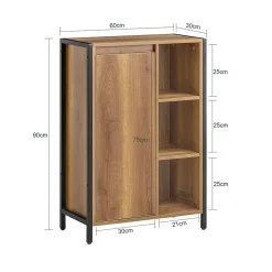 Meuble Bas de Salle de Bain avec 3 Compartiments et 1 Panier à Linge, BZR65-PF, SoBuy