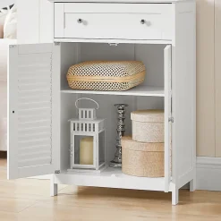 Meuble Bas de Salle de Bain Armoire Toilette Buffet Commode, FRG238-W, SoBuy